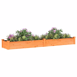 vidaXL Garden Raised Bed Planter with Liner Plant Flower Bed Solid Wood Pine - brown, 240 x 45 x 25 cm