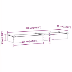 vidaXL Garden Raised Bed Planter with Liner Plant Flower Bed Solid Wood Pine - brown, 240 x 60 x 25 cm - Additional view 7