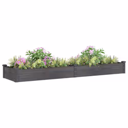 vidaXL Garden Raised Bed Planter with Liner Plant Flower Bed Solid Wood Pine - grey, 240 x 60 x 25 cm