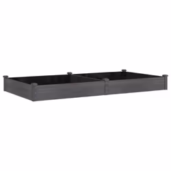 vidaXL Garden Raised Bed Planter with Liner Plant Flower Bed Solid Wood Pine - grey, 240 x 120 x 25 cm