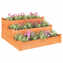 vidaXL Garden Raised Bed Outdoor Raised Planter Pot Flower Bed Solid Wood Fir - brown