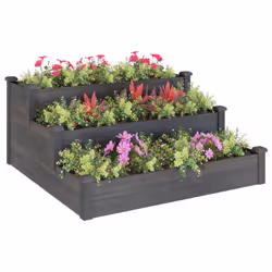 vidaXL Garden Raised Bed Outdoor Raised Planter Pot Flower Bed Solid Wood Fir - grey