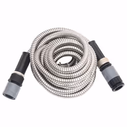 vidaXL Garden Hose Patio Water Hose with Spray Nozzle Silver Stainless Steel - 15 m - Additional view 2