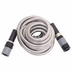 vidaXL Garden Hose Patio Water Hose with Spray Nozzle Silver Stainless Steel - 30 m - Additional view 2