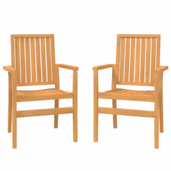 vidaXL Stackable Garden Chairs Outdoor Chair Armchair 2 pcs Solid Wood Teak
