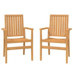 vidaXL Stackable Garden Chairs Outdoor Chair Armchair 2 pcs Solid Wood Teak