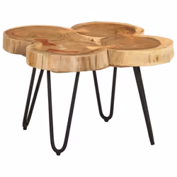 vidaXL Coffee Table Side Table 4 Trunks Wooden Desk Home Solid Sheesham Wood - 52 x 50 x 36 cm