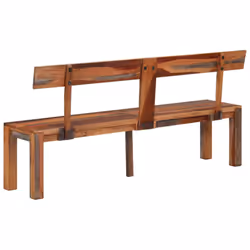 vidaXL Bench Dining Bench with Backrest Chair Seating Grey Solid Wood Acacia