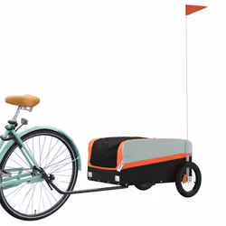vidaXL Bike Cargo Trailer Bike Cart Bicycle Cargo Trailer Bike Wagon Iron - orange, 122 x 52.5 x 42.5 cm