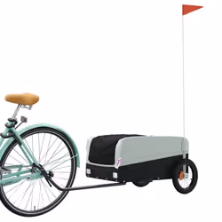 vidaXL Bike Cargo Trailer Bike Cart Bicycle Cargo Trailer Bike Wagon Iron - grey, 122 x 52.5 x 42.5 cm