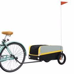 vidaXL Bike Cargo Trailer Bike Cart Bicycle Cargo Trailer Bike Wagon Iron - yellow, 122 x 52.5 x 42.5 cm - Additional view 2