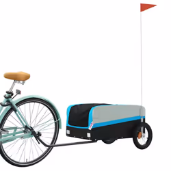 vidaXL Bike Cargo Trailer Bike Cart Bicycle Cargo Trailer Bike Wagon Iron - blue, 122 x 52.5 x 42.5 cm - Additional view 2