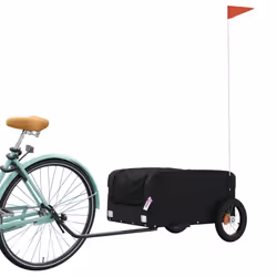 vidaXL Bike Cargo Trailer Bike Cart Bicycle Cargo Trailer Bike Wagon Iron - black, 122 x 52.5 x 42.5 cm - Additional view 2