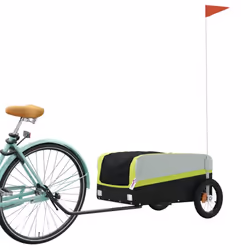 vidaXL Bike Cargo Trailer Bike Cart Bicycle Cargo Trailer Bike Wagon Iron - green, 122 x 52.5 x 42.5 cm - Additional view 2