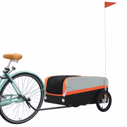 vidaXL Bike Trailer Bike Wagon Bicycle Trailer Black and Orange 45 kg Iron