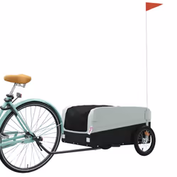 vidaXL Bike Cargo Trailer Bike Cart Bicycle Cargo Trailer Bike Wagon Iron - grey, 126 x 63 x 50 cm