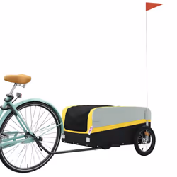 vidaXL Bike Cargo Trailer Bike Cart Bicycle Cargo Trailer Bike Wagon Iron - yellow, 126 x 63 x 50 cm - Additional view 2
