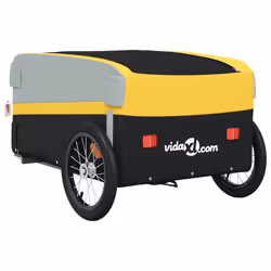 vidaXL Bike Cargo Trailer Bike Cart Bicycle Cargo Trailer Bike Wagon Iron - yellow, 126 x 63 x 50 cm - Additional view 7