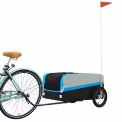 vidaXL Bike Cargo Trailer Bike Cart Bicycle Cargo Trailer Bike Wagon Iron - blue, 126 x 63 x 50 cm - Additional view 2