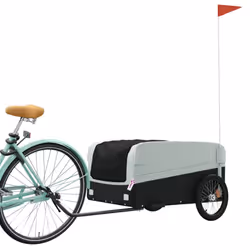 vidaXL Bike Cargo Trailer Bike Cart Bicycle Cargo Trailer Bike Wagon Iron - grey