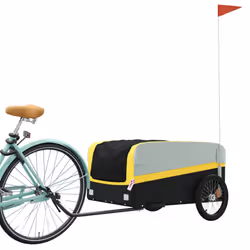 vidaXL Bike Cargo Trailer Bike Cart Bicycle Cargo Trailer Bike Wagon Iron - yellow, 137 x 69 x 59 cm - Additional view 2