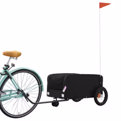 vidaXL Bike Cargo Trailer Bike Cart Bicycle Cargo Trailer Bike Wagon Iron - black, 122 x 53 x 53 cm