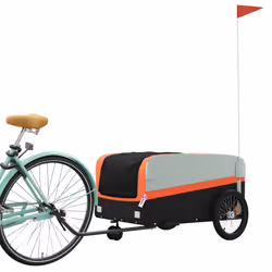 vidaXL Bike Cargo Trailer Bike Cart Bicycle Cargo Trailer Bike Wagon Iron - orange, 126 x 63 x 51 cm - Additional view 2