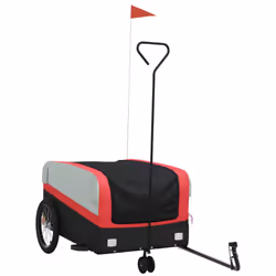 vidaXL Bike Cargo Trailer Bike Cart Bicycle Cargo Trailer Bike Wagon Iron - red, 126 x 63 x 51 cm