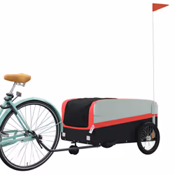 vidaXL Bike Cargo Trailer Bike Cart Bicycle Cargo Trailer Bike Wagon Iron - red, 126 x 63 x 51 cm