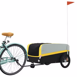 vidaXL Bike Cargo Trailer Bike Cart Bicycle Cargo Trailer Bike Wagon Iron - yellow, 126 x 63 x 51 cm