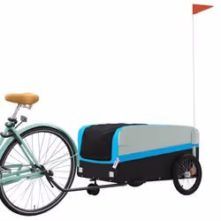 vidaXL Bike Cargo Trailer Bike Cart Bicycle Cargo Trailer Bike Wagon Iron - blue, 126 x 63 x 51 cm