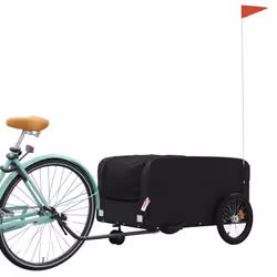 vidaXL Bike Cargo Trailer Bike Cart Bicycle Cargo Trailer Bike Wagon Iron - black, 126 x 63 x 51 cm
