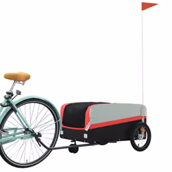 vidaXL Bike Trailer Bicycle Cargo Trailer Bike Cart Black and Red 45 kg Iron