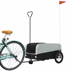 vidaXL Bike Cargo Trailer Bike Cart Bicycle Cargo Trailer Bike Wagon Iron - grey, 138 x 69 x 58 cm - Additional view 2