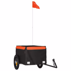 vidaXL Bike Cargo Trailer Bike Carriage Bicycle Wagon Trailer with Flag Iron - orange