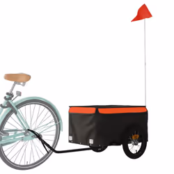 vidaXL Bike Cargo Trailer Bike Carriage Bicycle Wagon Trailer with Flag Iron - orange