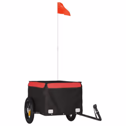 vidaXL Bike Cargo Trailer Bike Carriage Bicycle Wagon Trailer with Flag Iron - red