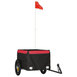 vidaXL Bike Cargo Trailer Bike Carriage Bicycle Wagon Trailer with Flag Iron - red