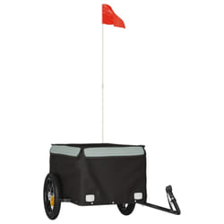 vidaXL Bike Cargo Trailer Bike Carriage Bicycle Wagon Trailer with Flag Iron - grey, 120 x 54 x 44 cm