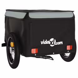 vidaXL Bike Cargo Trailer Bike Carriage Bicycle Wagon Trailer with Flag Iron - grey, 120 x 54 x 44 cm - Additional view 7