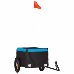 vidaXL Bike Cargo Trailer Bike Carriage Bicycle Wagon Trailer with Flag Iron - blue, 120 x 54 x 44 cm