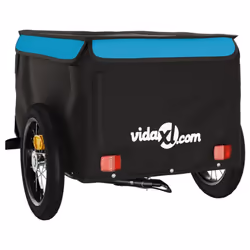 vidaXL Bike Cargo Trailer Bike Carriage Bicycle Wagon Trailer with Flag Iron - blue, 120 x 54 x 44 cm - Additional view 7