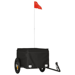 vidaXL Bike Cargo Trailer Bike Carriage Bicycle Wagon Trailer with Flag Iron - black, 120 x 54 x 44 cm