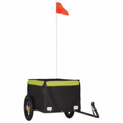 vidaXL Bike Cargo Trailer Bike Carriage Bicycle Wagon Trailer with Flag Iron - green
