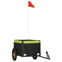 vidaXL Bike Cargo Trailer Bike Carriage Bicycle Wagon Trailer with Flag Iron - green