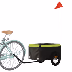 vidaXL Bike Cargo Trailer Bike Carriage Bicycle Wagon Trailer with Flag Iron - green