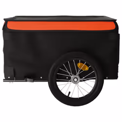 vidaXL Bike Cargo Trailer Bike Carriage Bicycle Wagon Trailer with Flag Iron - orange, 124 x 62.5 x 52 cm - Additional view 5