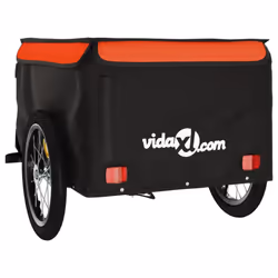 vidaXL Bike Cargo Trailer Bike Carriage Bicycle Wagon Trailer with Flag Iron - orange, 124 x 62.5 x 52 cm - Additional view 6