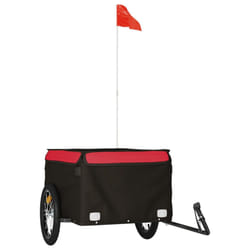 vidaXL Bike Cargo Trailer Bike Carriage Bicycle Wagon Trailer with Flag Iron - red, 124 x 62.5 x 52 cm