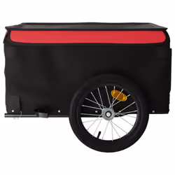 vidaXL Bike Cargo Trailer Bike Carriage Bicycle Wagon Trailer with Flag Iron - red, 124 x 62.5 x 52 cm - Additional view 5